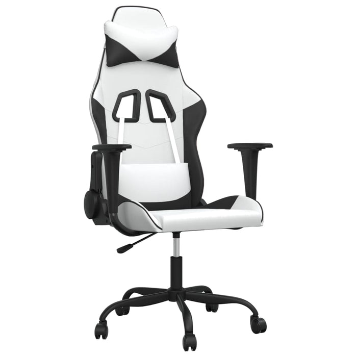 Scaun de gaming de masaj, alb și negru, piele ecologică - WALTI WALTI