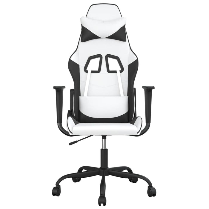 Scaun de gaming de masaj, alb și negru, piele ecologică - WALTI WALTI