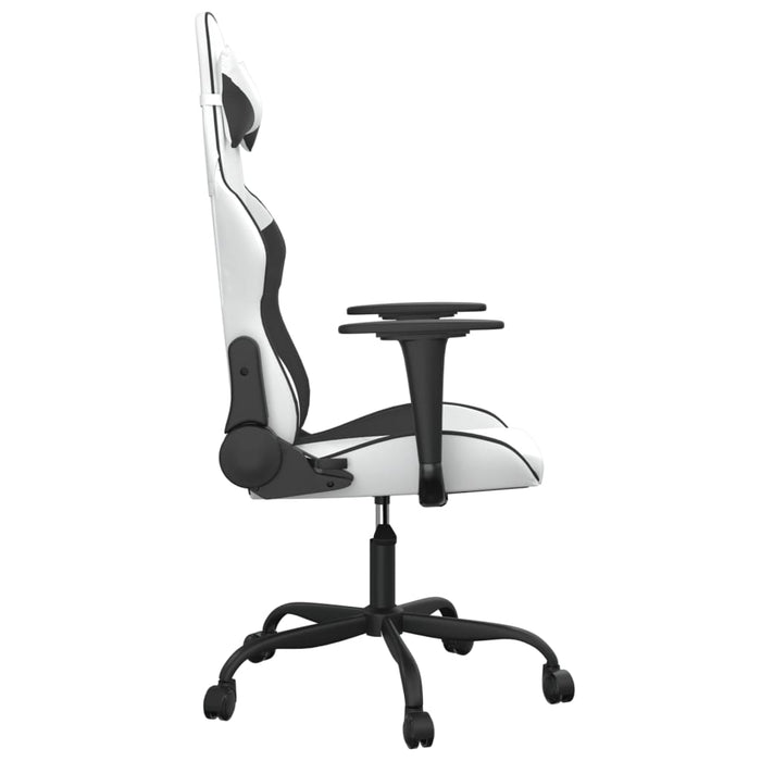 Scaun de gaming de masaj, alb și negru, piele ecologică - WALTI WALTI