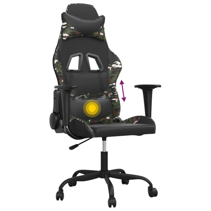 Scaun de gaming de masaj, negru și camuflaj, piele ecologică - WALTI WALTI