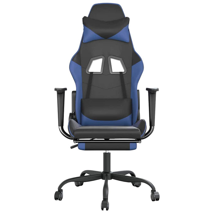 Scaun de gaming masaj/suport picioare negru&albastru piele eco - WALTI WALTI