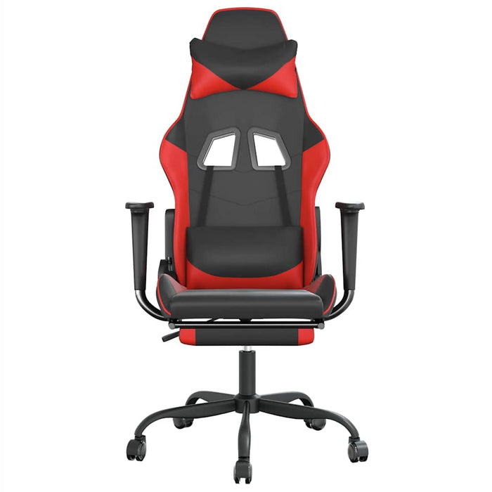 Scaun de gaming cu masaj/suport picioare, negru/roșu, piele eco - WALTI WALTI