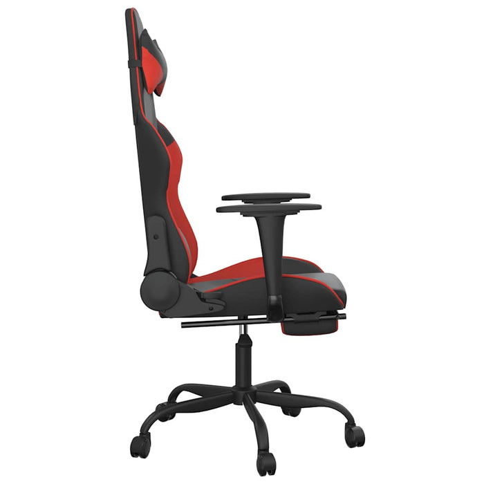 Scaun de gaming cu masaj/suport picioare, negru/roșu, piele eco - WALTI WALTI