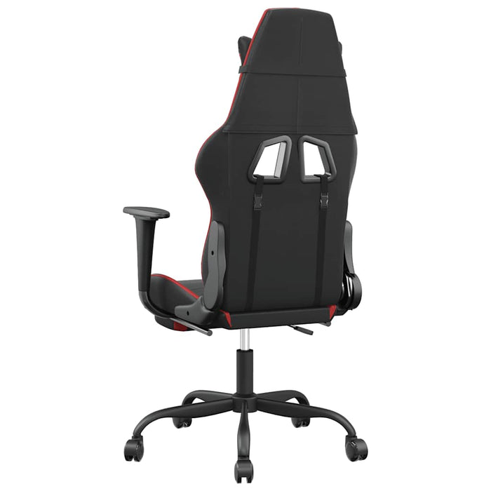 Scaun de gaming cu masaj/suport picioare, negru/roșu, piele eco - WALTI WALTI