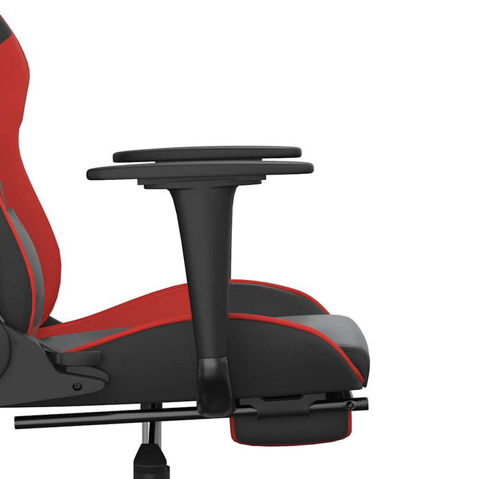 Scaun de gaming cu masaj/suport picioare, negru/roșu, piele eco - WALTI WALTI