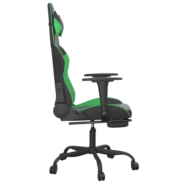 Scaun gaming de masaj/suport picioare, negru/verde, piele eco - WALTI WALTI