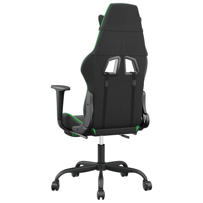 Scaun gaming de masaj/suport picioare, negru/verde, piele eco - WALTI WALTI