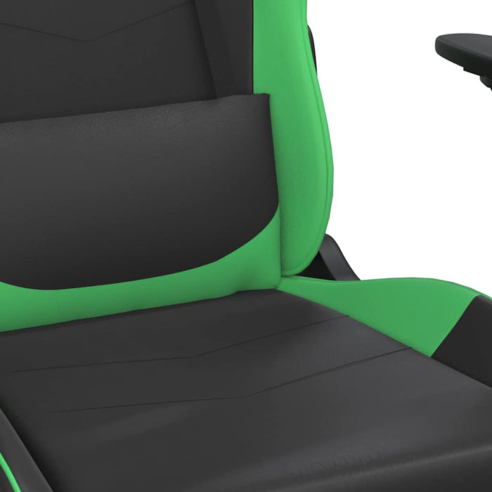 Scaun gaming de masaj/suport picioare, negru/verde, piele eco - WALTI WALTI