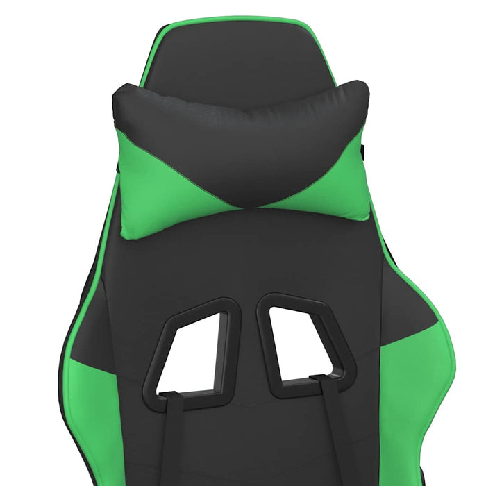 Scaun gaming de masaj/suport picioare, negru/verde, piele eco - WALTI WALTI