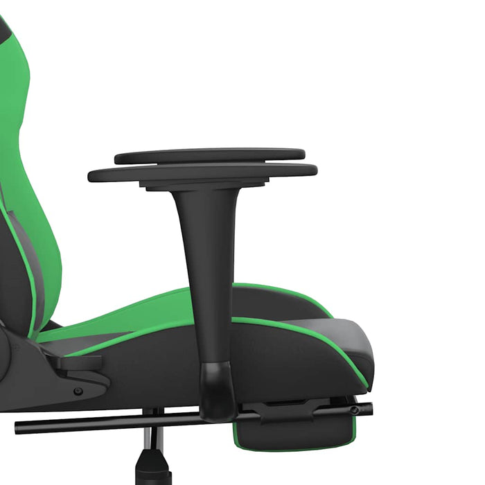 Scaun gaming de masaj/suport picioare, negru/verde, piele eco - WALTI WALTI