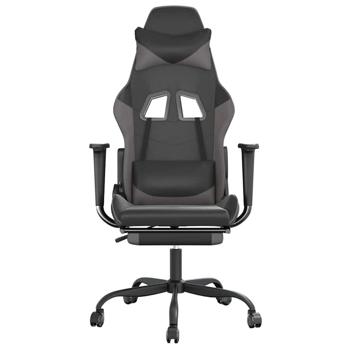 Scaun de gaming cu masaj/suport picioare, negru/gri, piele eco - WALTI WALTI