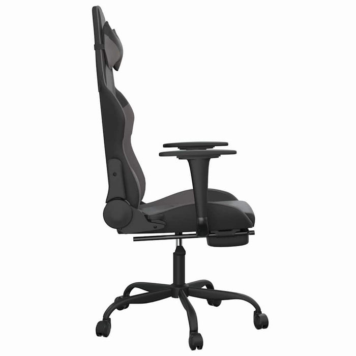 Scaun de gaming cu masaj/suport picioare, negru/gri, piele eco - WALTI WALTI