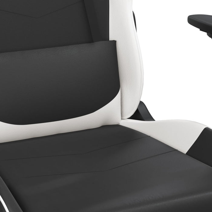 Scaun de gaming masaj/suport picioare alb/negru piele eco - WALTI WALTI