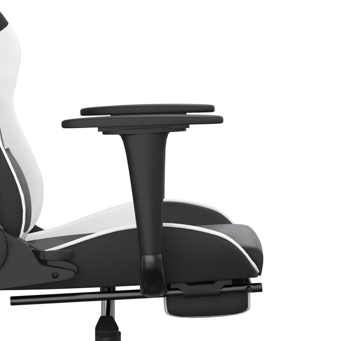 Scaun de gaming masaj/suport picioare alb/negru piele eco - WALTI WALTI