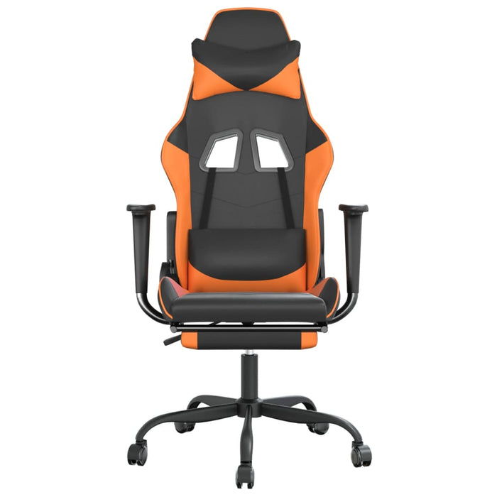 Scaun gaming masaj/suport picioare, negru/portocaliu, piele eco - WALTI WALTI