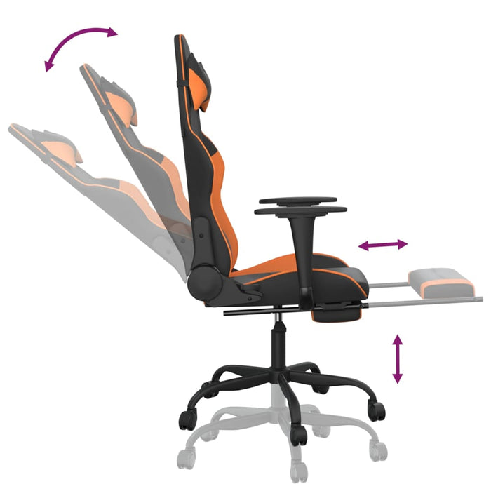 Scaun gaming masaj/suport picioare, negru/portocaliu, piele eco - WALTI WALTI