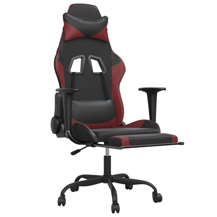 Scaun de gaming masaj/suport picioare negru/roșu vin piele eco - WALTI WALTI