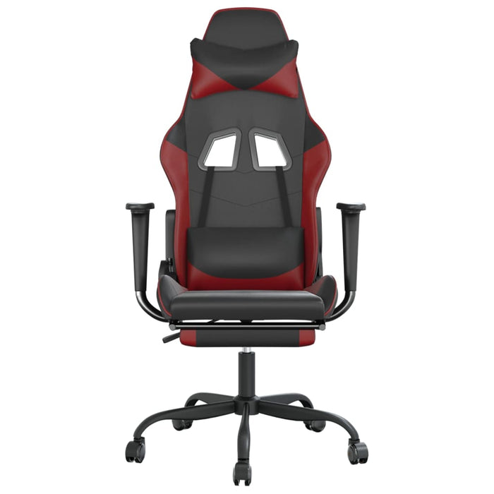 Scaun de gaming masaj/suport picioare negru/roșu vin piele eco - WALTI WALTI