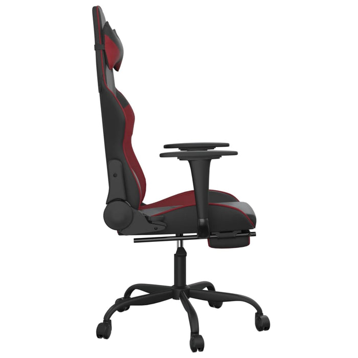 Scaun de gaming masaj/suport picioare negru/roșu vin piele eco - WALTI WALTI