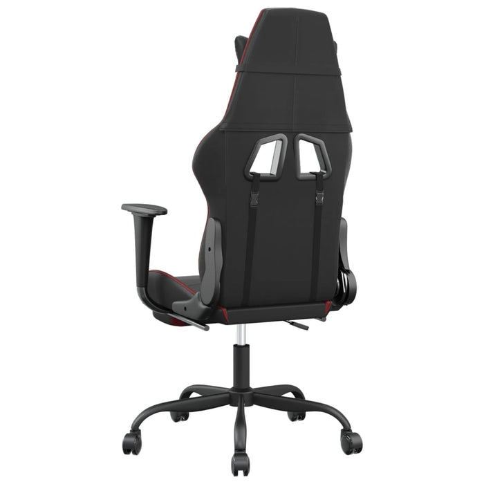 Scaun de gaming masaj/suport picioare negru/roșu vin piele eco - WALTI WALTI
