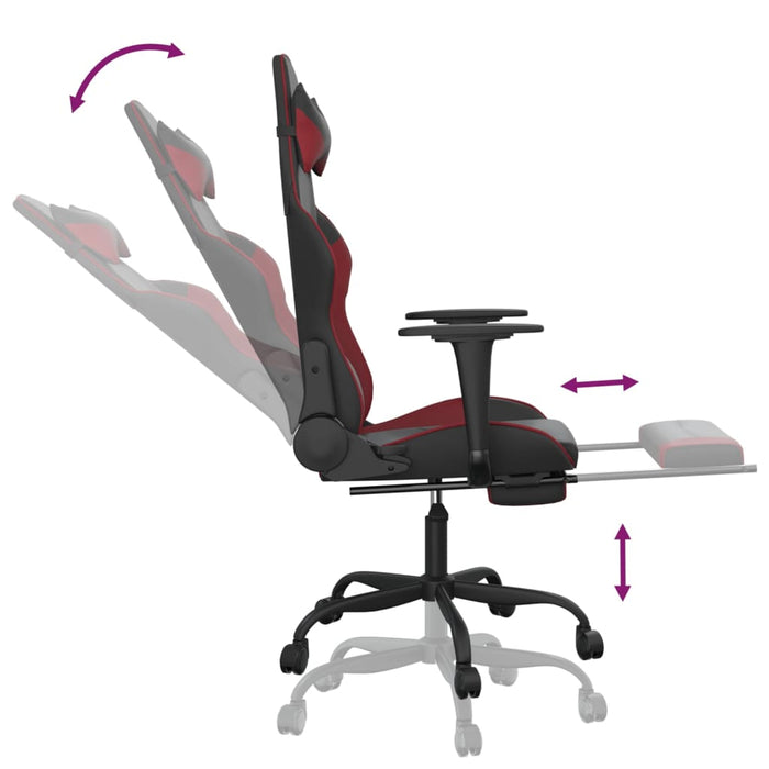 Scaun de gaming masaj/suport picioare negru/roșu vin piele eco - WALTI WALTI