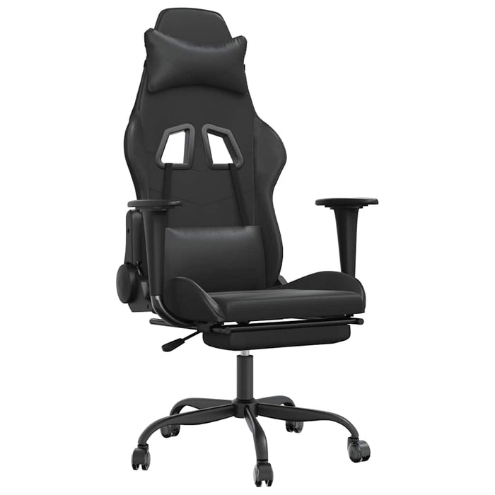 Scaun de gaming cu masaj/suport picioare, negru, piele eco - WALTI WALTI