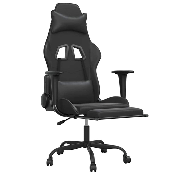 Scaun de gaming cu masaj/suport picioare, negru, piele eco - WALTI WALTI