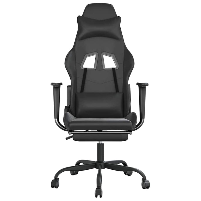 Scaun de gaming cu masaj/suport picioare, negru, piele eco - WALTI WALTI