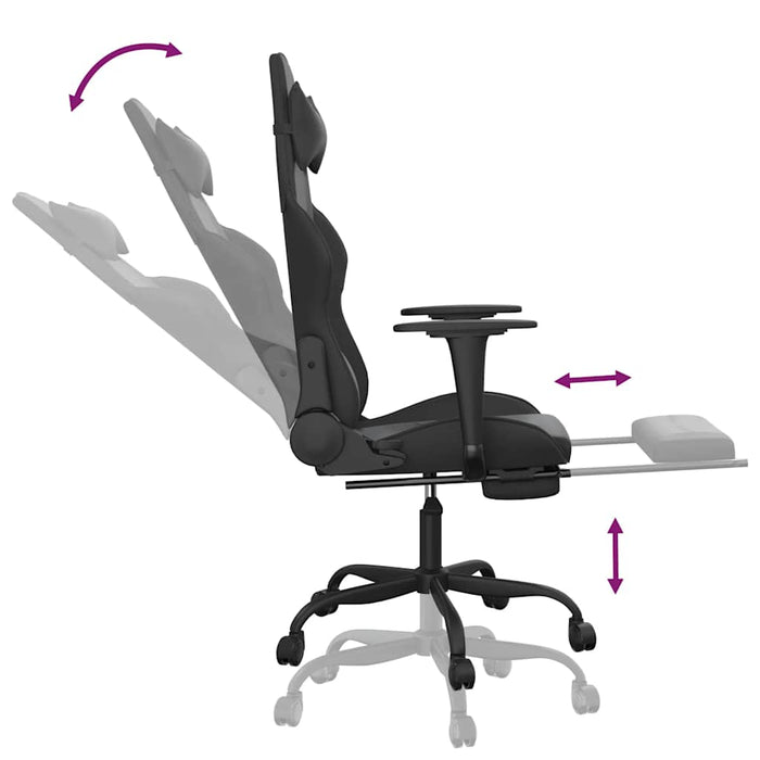 Scaun de gaming cu masaj/suport picioare, negru, piele eco - WALTI WALTI