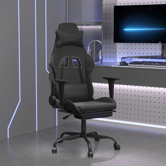 Scaun de gaming cu masaj/suport picioare, negru, piele eco - WALTI WALTI