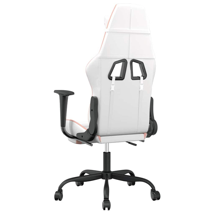 Scaun gaming de masaj/suport picioare, alb/roz, piele ecologică - WALTI WALTI