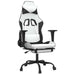 Scaun de gaming masaj/suport picioare alb/negru piele eco - WALTI WALTI