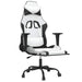 Scaun de gaming masaj/suport picioare alb/negru piele eco - WALTI WALTI