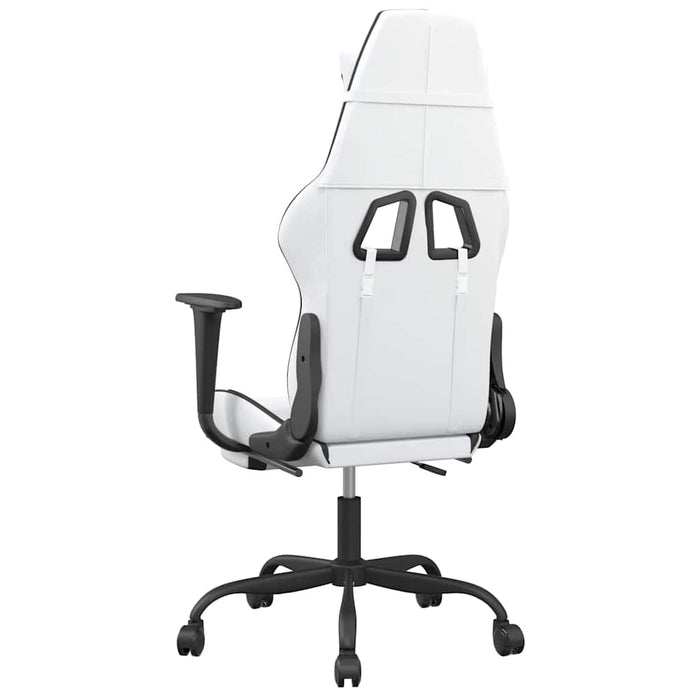 Scaun de gaming masaj/suport picioare alb/negru piele eco - WALTI WALTI