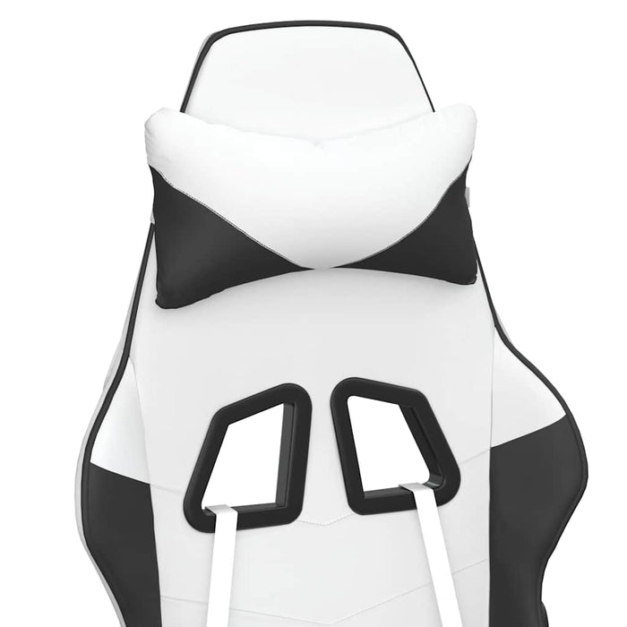 Scaun de gaming masaj/suport picioare alb/negru piele eco - WALTI WALTI