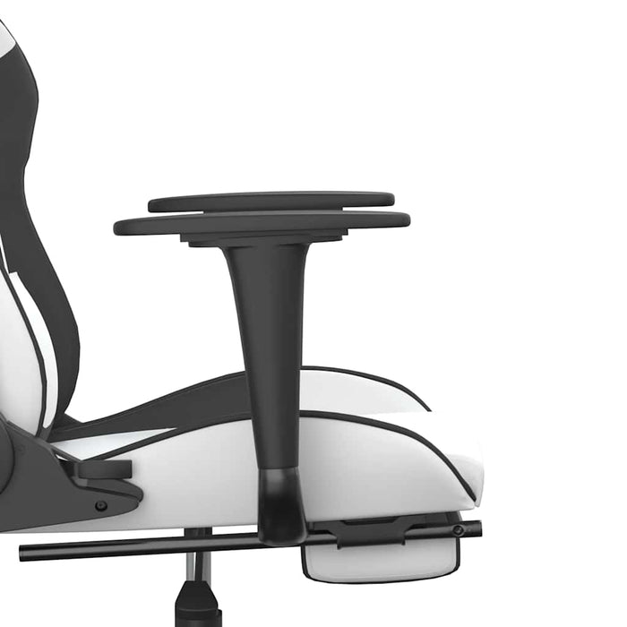 Scaun de gaming masaj/suport picioare alb/negru piele eco - WALTI WALTI