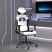 Scaun de gaming masaj/suport picioare alb/negru piele eco - WALTI WALTI