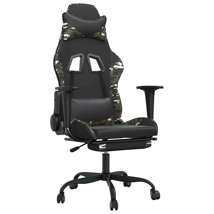 Scaun de gaming masaj/suport picioare negru/Camuflaj piele eco - WALTI WALTI
