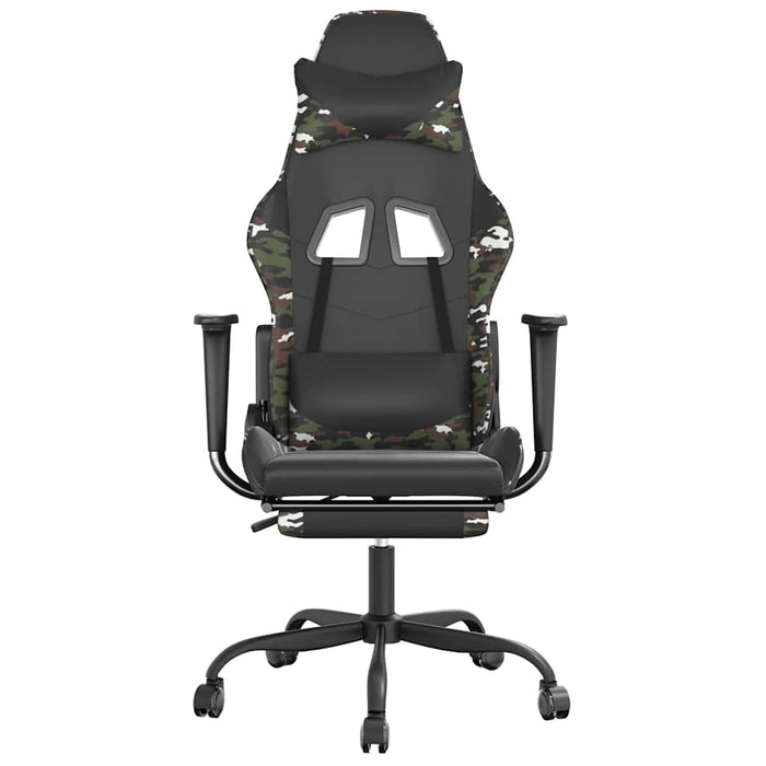 Scaun de gaming masaj/suport picioare negru/Camuflaj piele eco - WALTI WALTI