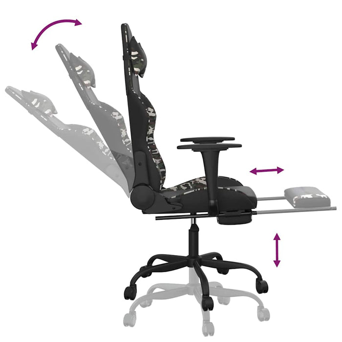 Scaun de gaming masaj/suport picioare negru/Camuflaj piele eco - WALTI WALTI