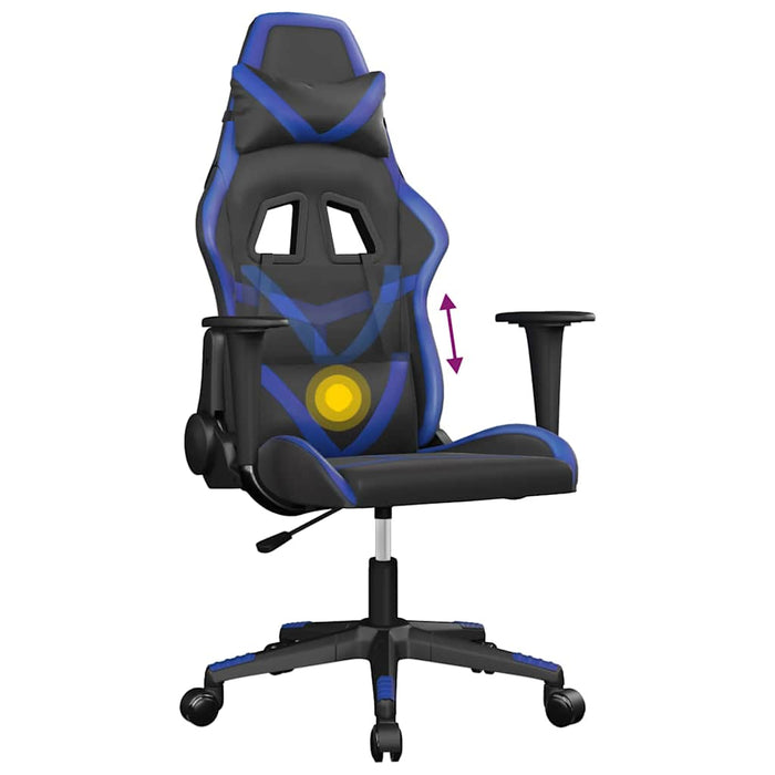 Scaun de gaming de masaj, negru și albastru, piele ecologică - WALTI WALTI