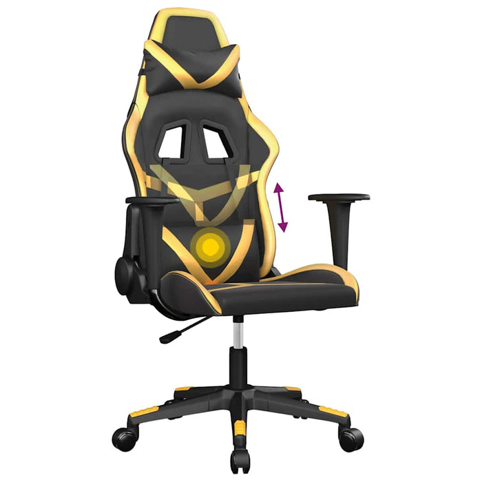 Scaun de gaming de masaj, negru și auriu, piele ecologică - WALTI WALTI