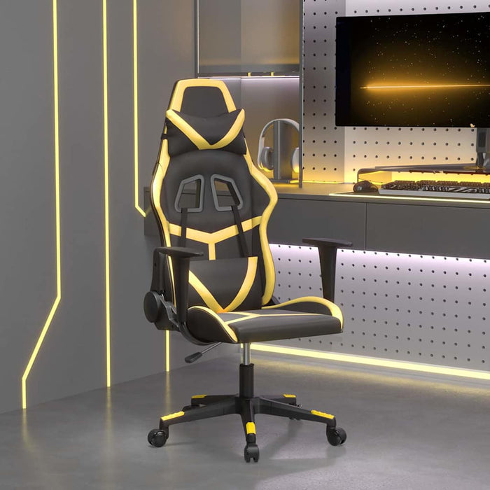 Scaun de gaming de masaj, negru și auriu, piele ecologică - WALTI WALTI