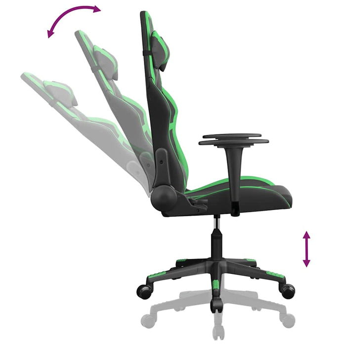Scaun de gaming de masaj, negru și verde, piele ecologică - WALTI WALTI