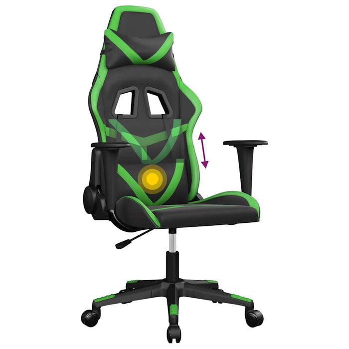 Scaun de gaming de masaj, negru și verde, piele ecologică - WALTI WALTI