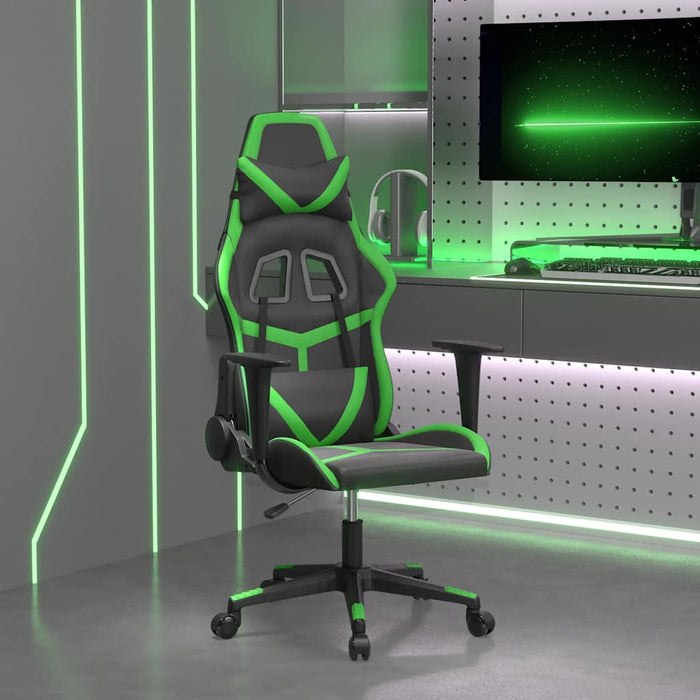 Scaun de gaming de masaj, negru și verde, piele ecologică - WALTI WALTI