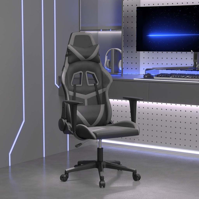 Scaun de gaming de masaj, negru și gri, piele ecologică - WALTI WALTI