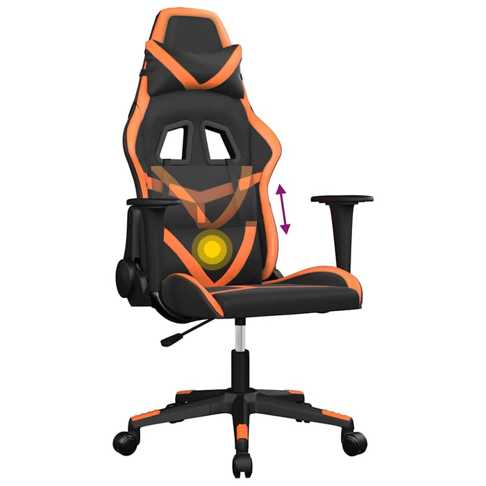 Scaun de gaming de masaj, negru și portocaliu, piele ecologică - WALTI WALTI