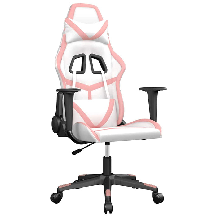 Scaun de gaming de masaj, alb și roz, piele ecologică - WALTI WALTI