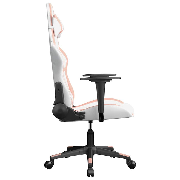 Scaun de gaming de masaj, alb și roz, piele ecologică - WALTI WALTI